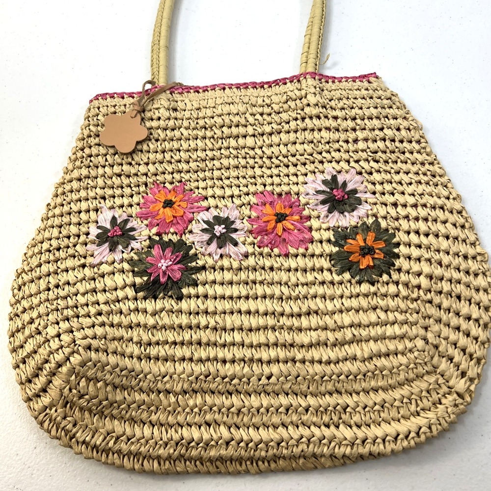 Esprit De Corp Natural Vintage Y2K Woven‎ Bag Pink & White Gingham Lining Medium